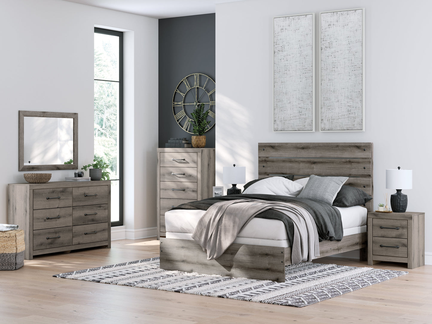 Graystorm Brown Gray Queen Panel Bed- Viva Furn