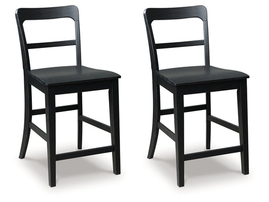 Greddinton Black Barstool (Set of 2)- Viva Furn