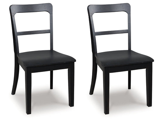 Greddinton Black Dining Upholstered Side Chair (Set of 2)- Viva Furn