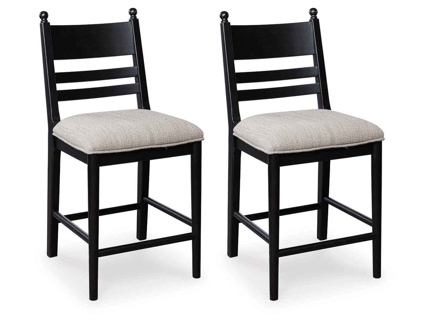 Greddinton Black Upholstered Barstool (Set of 2)- Viva Furn