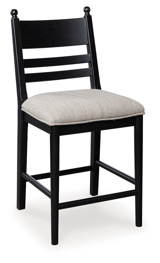 Greddinton Black Upholstered Barstool (Set of 2)- Viva Furn