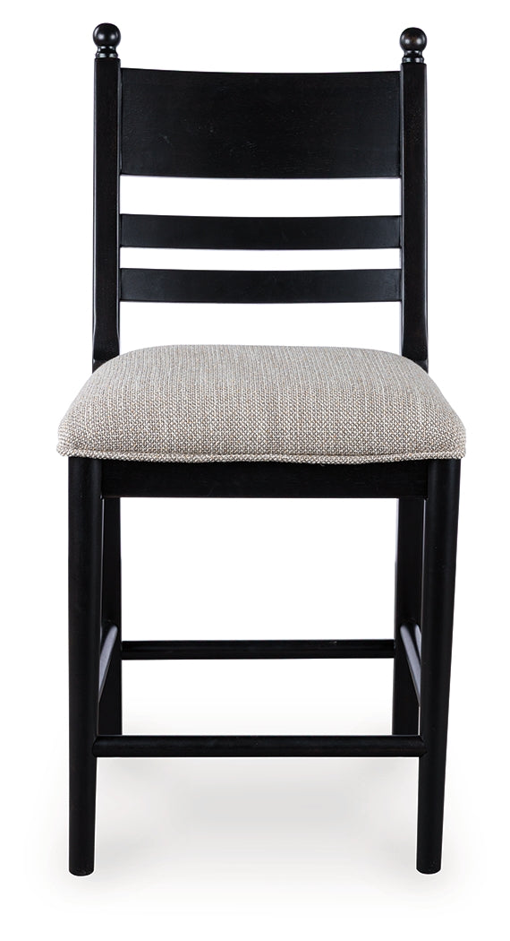 Greddinton Black Upholstered Barstool (Set of 2)- Viva Furn