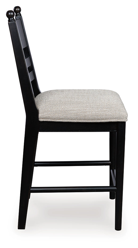 Greddinton Black Upholstered Barstool (Set of 2)- Viva Furn