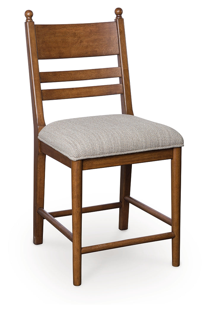 Greddinton Brown Upholstered Barstool (Set of 2)- Viva Furn