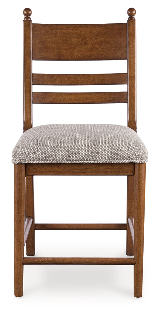 Greddinton Brown Upholstered Barstool (Set of 2)- Viva Furn