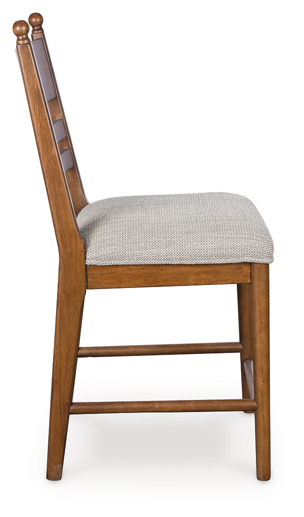 Greddinton Brown Upholstered Barstool (Set of 2)- Viva Furn