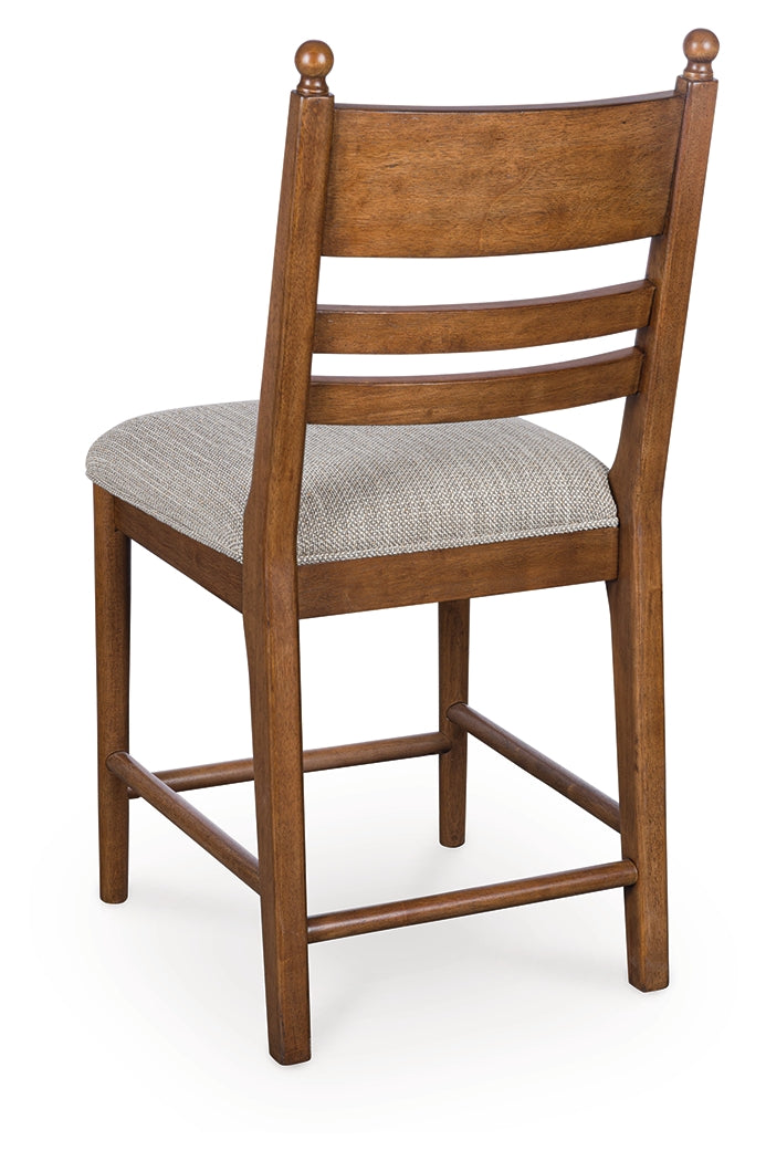 Greddinton Brown Upholstered Barstool (Set of 2)- Viva Furn