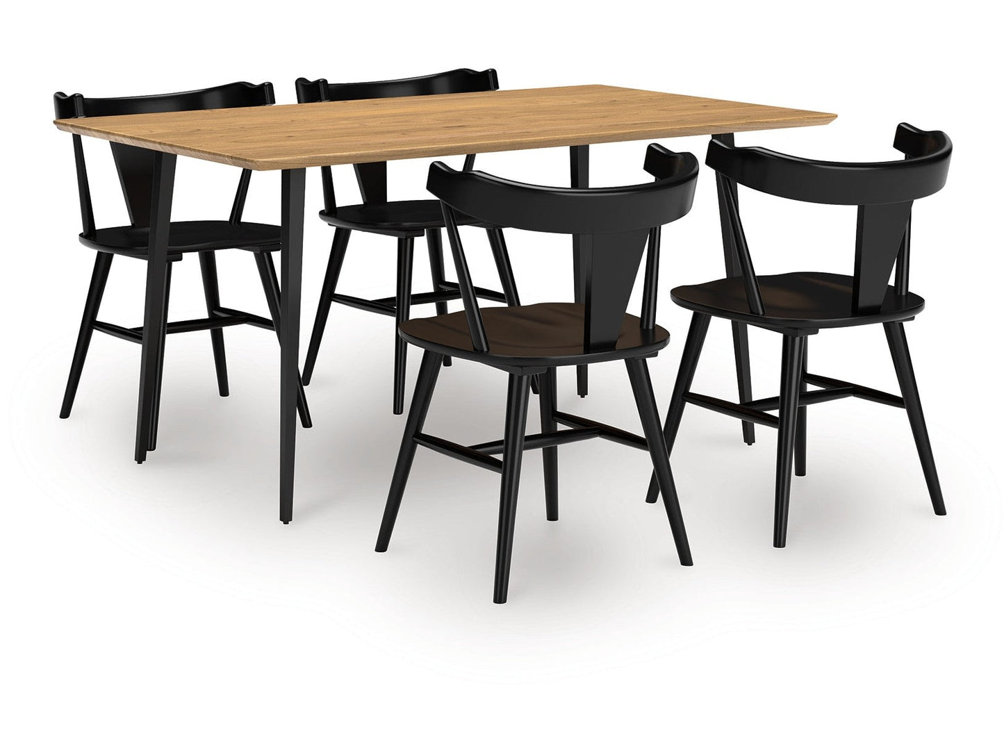 Gretlynn Black/Natural Dining Table and 4 Chairs- Viva Furn