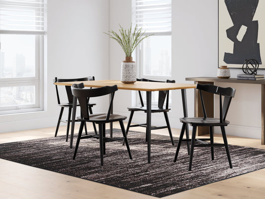Gretlynn Black/Natural Dining Table and 4 Chairs- Viva Furn