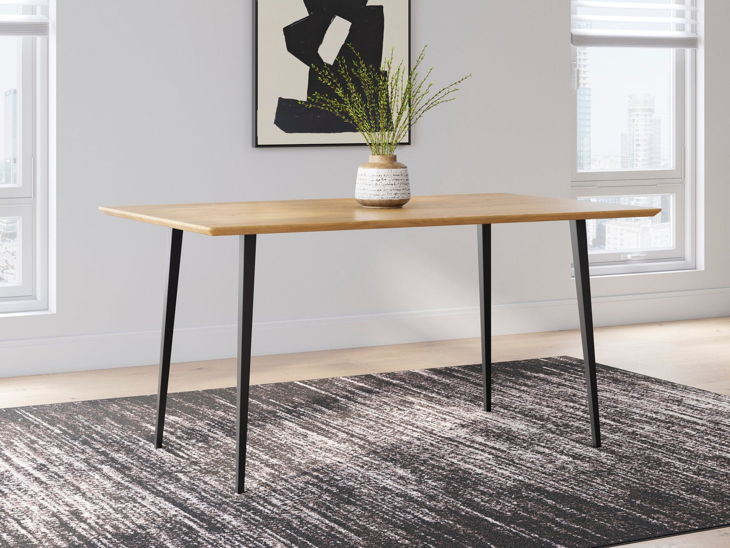 Gretlynn Black Rectangular Dining Room Table- Viva Furn
