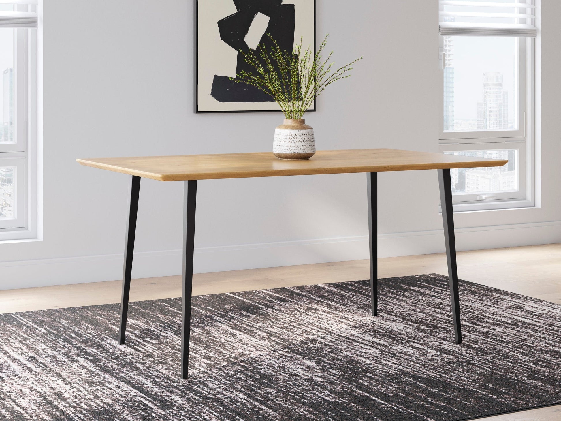 Gretlynn Black Rectangular Dining Room Table- Viva Furn