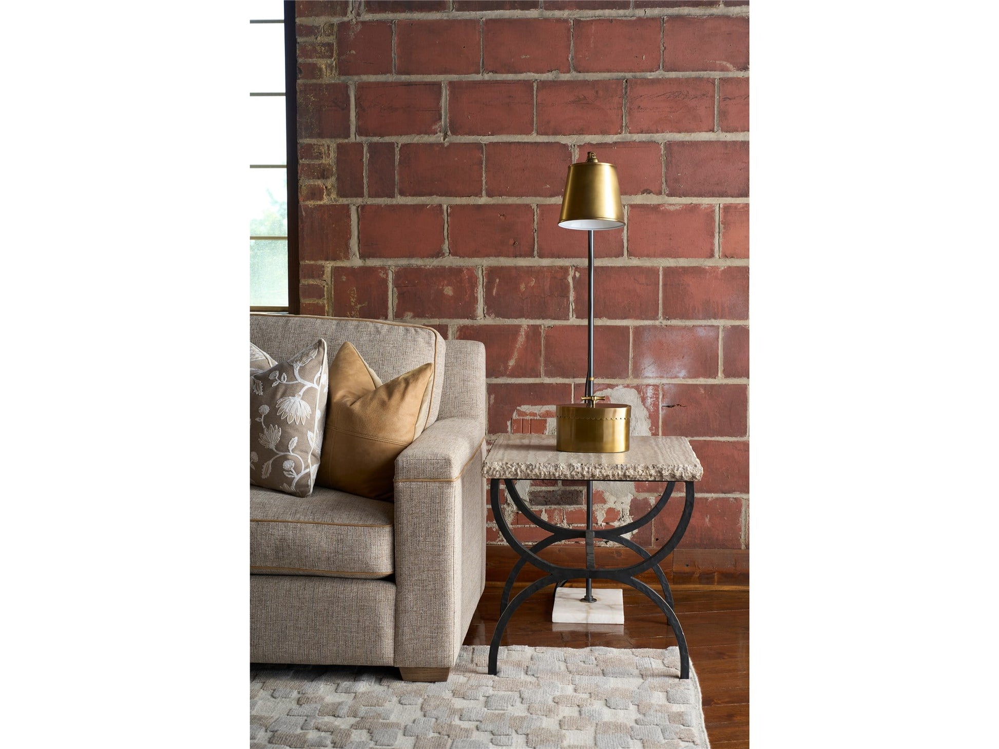 Griffith Park Gray Travertine/Oil Rubbed Bronze End Table - Ornate Home