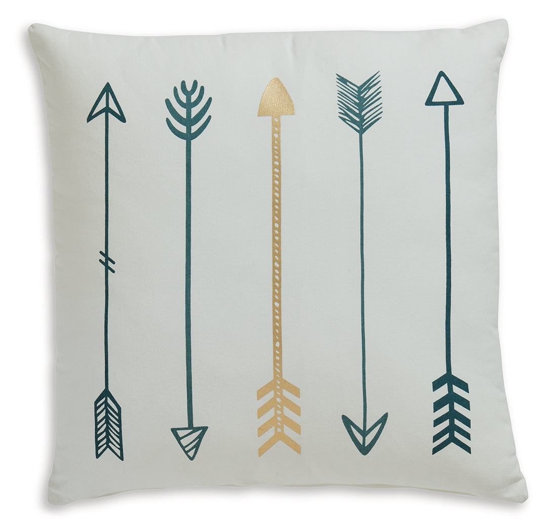 Gyldan White/Teal/Gold Pillow- Viva Furn