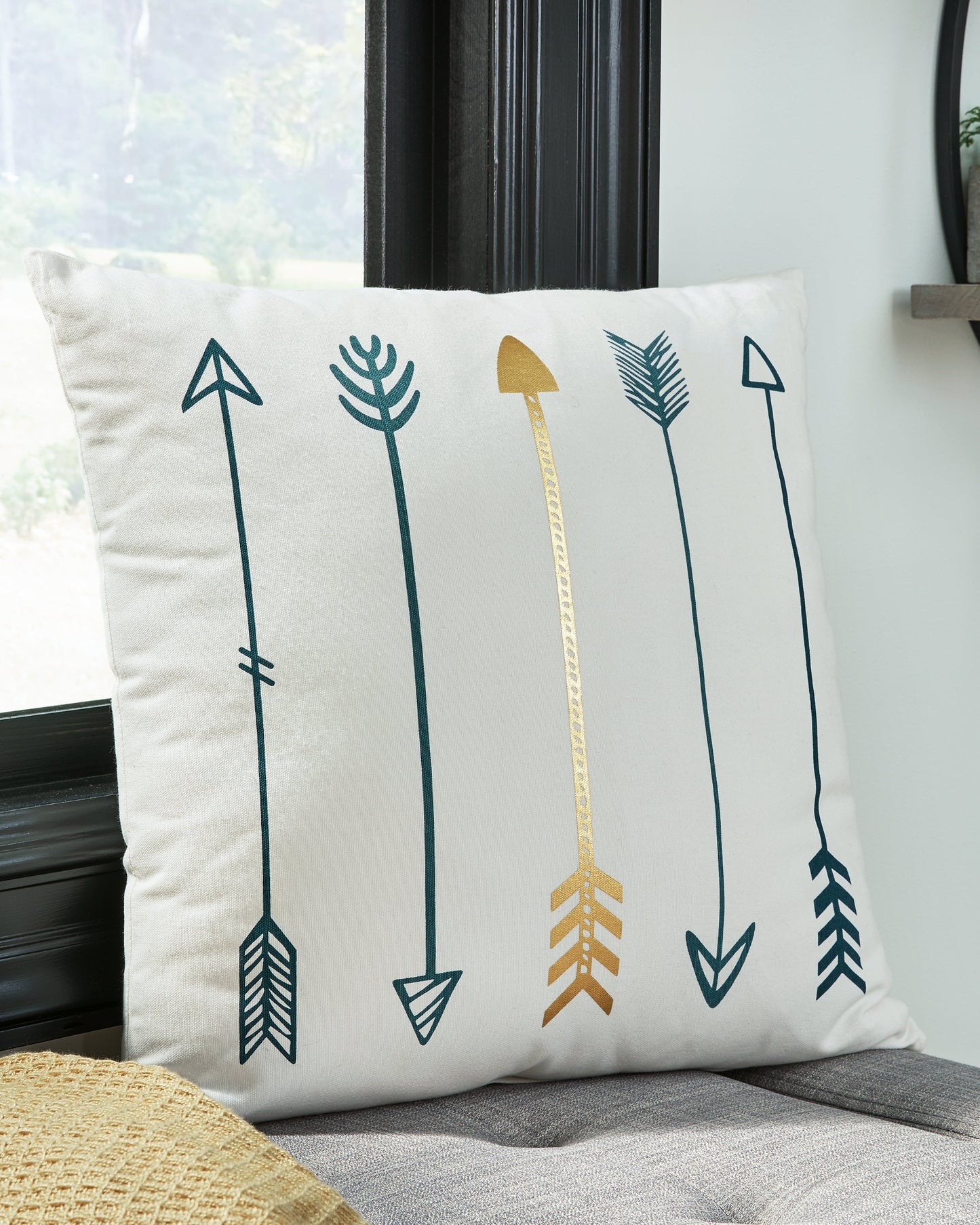Gyldan White/Teal/Gold Pillow- Viva Furn