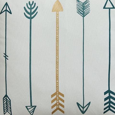 Gyldan White/Teal/Gold Pillow- Viva Furn