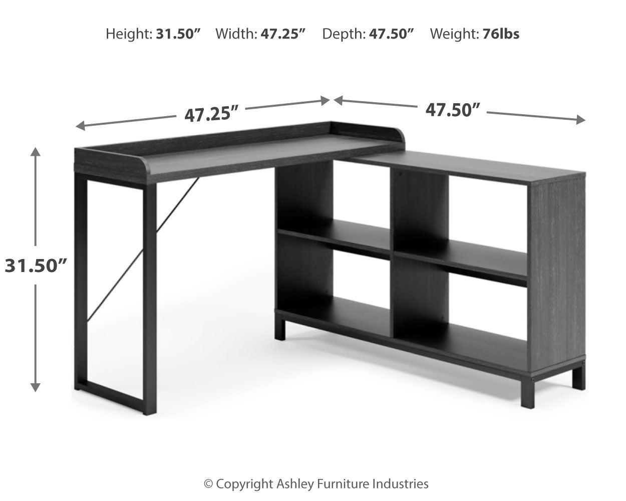 Yarlow Black Home Office L-Desk