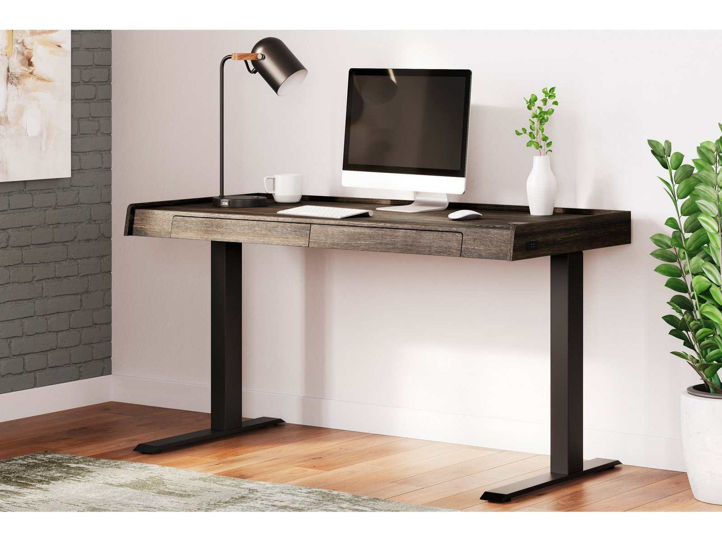 Zendex Dark Brown 55" Adjustable Height Desk