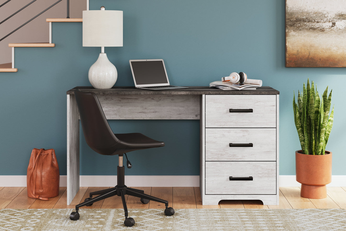 Shawburn White/Dark Charcoal Gray 54" Home Office Desk