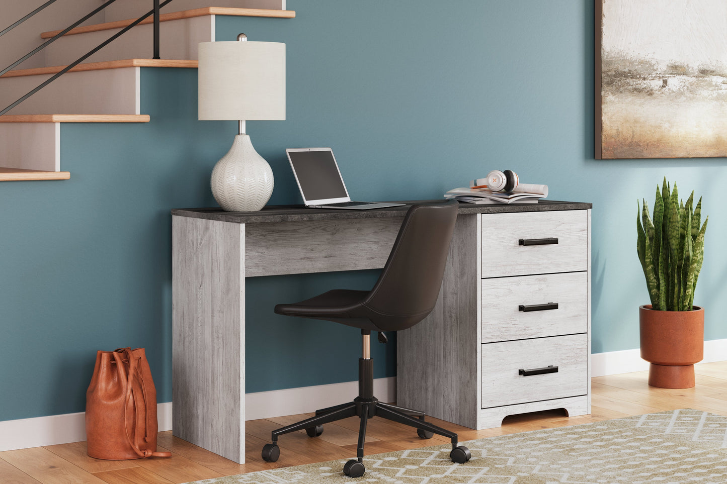 Shawburn White/Dark Charcoal Gray 54" Home Office Desk