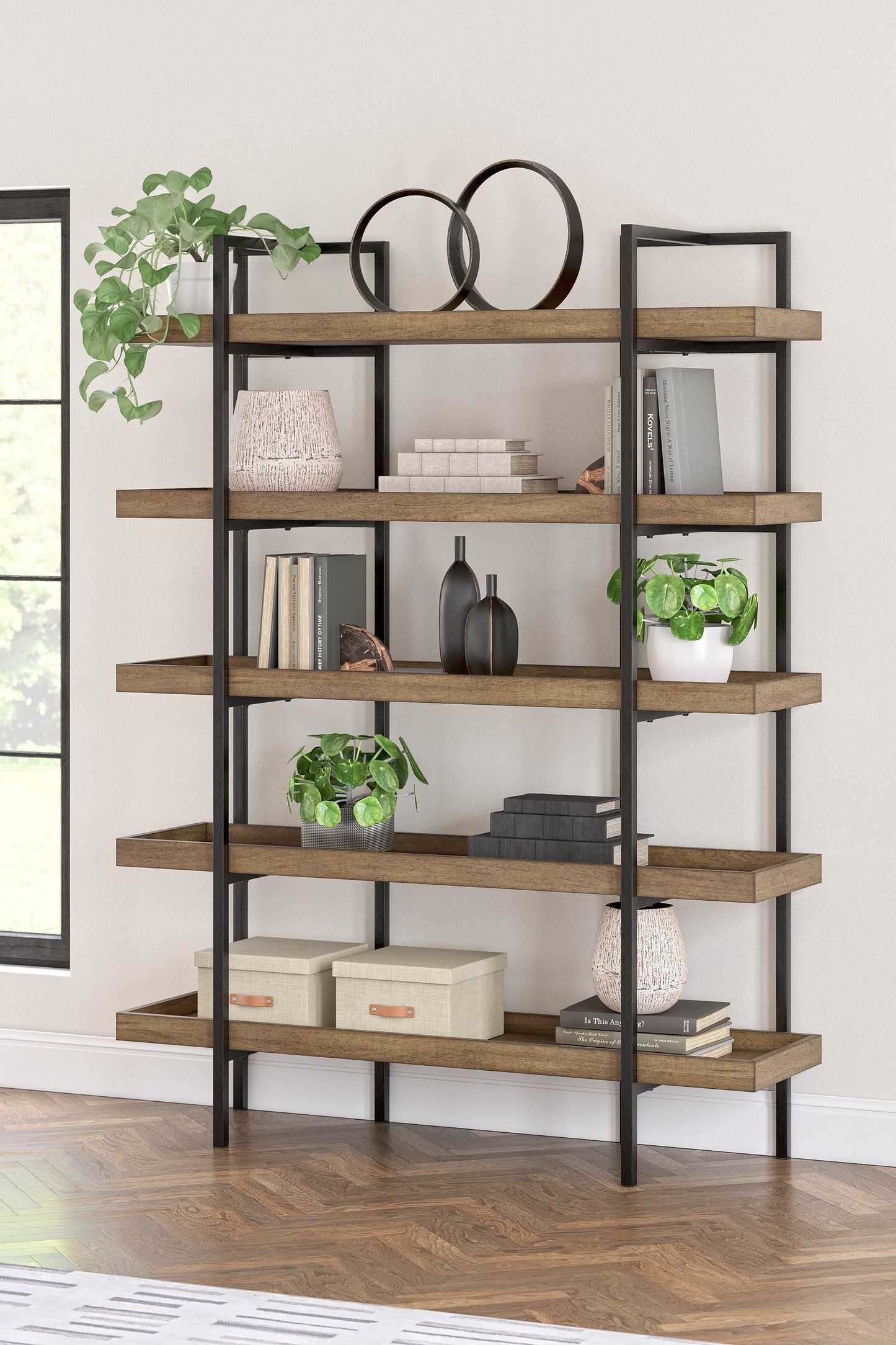 Montia Light Brown 76" Bookcase