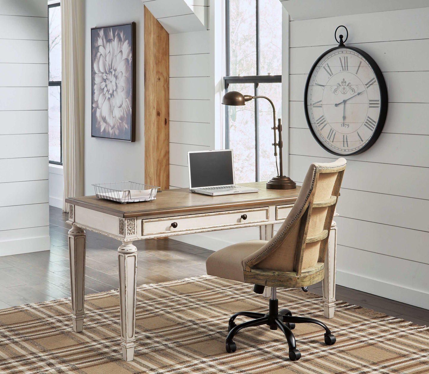 Realyn White/Brown 60" Home Office Desk