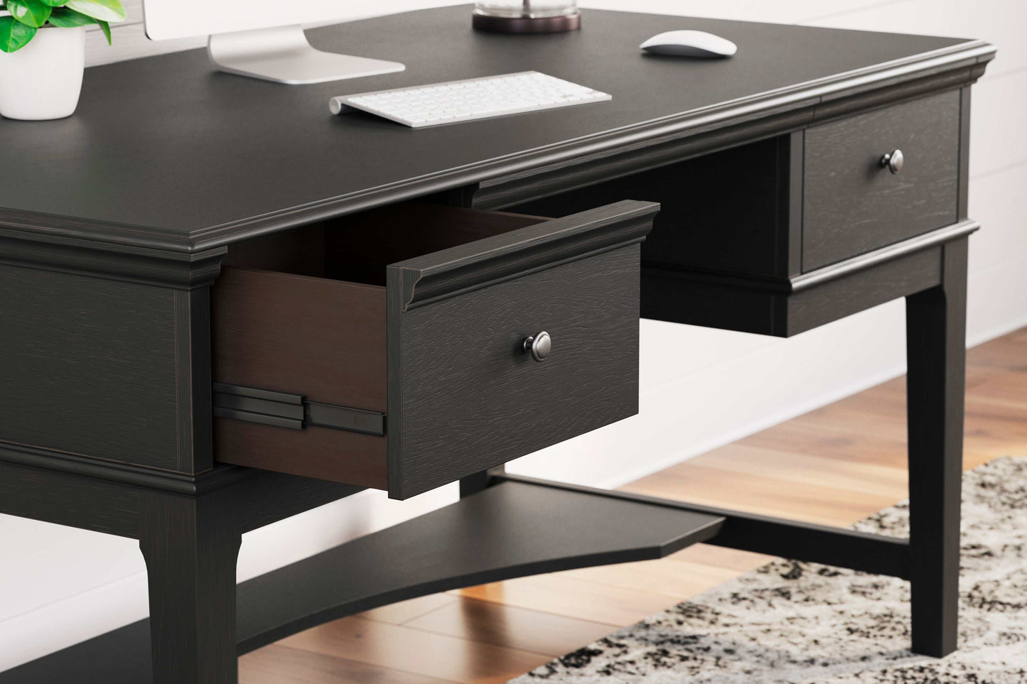 Beckincreek Black Home Office Storage Leg Desk