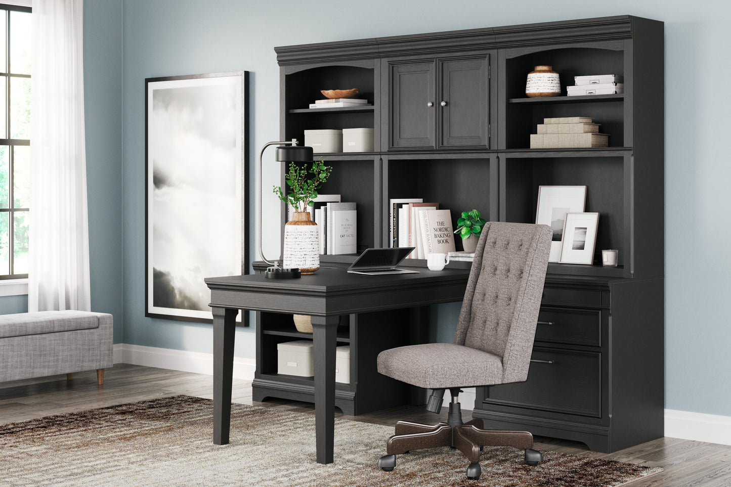 Beckincreek Black Home Office Bookcase Desk