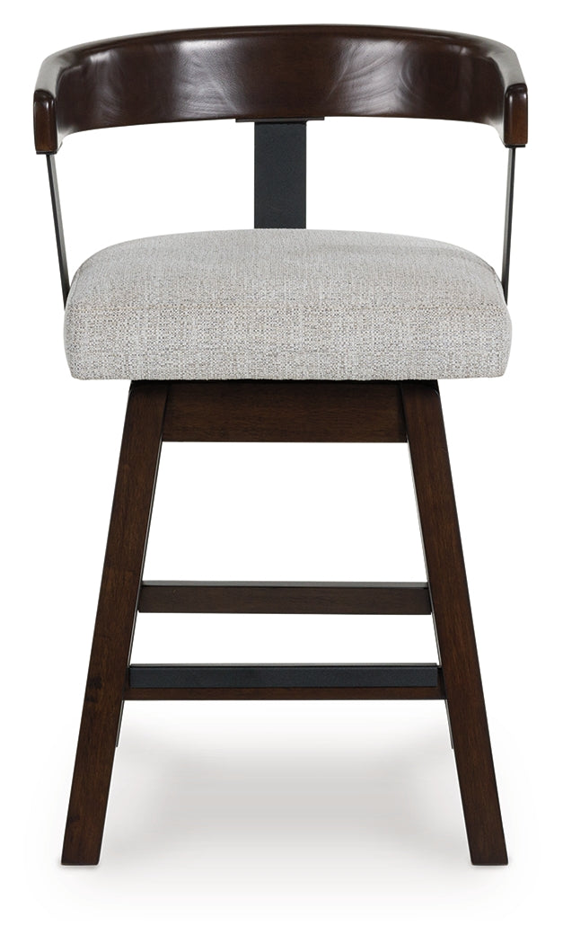Haddigan Dark Brown Upholstered Swivel Barstool (Set of 2)- Viva Furn