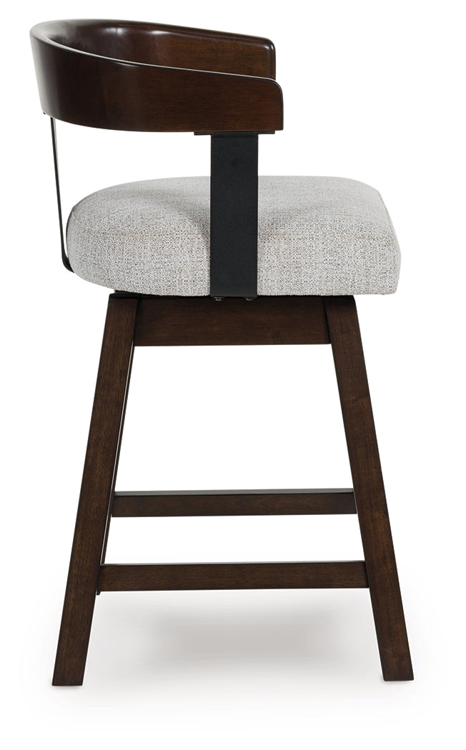 Haddigan Dark Brown Upholstered Swivel Barstool (Set of 2)- Viva Furn