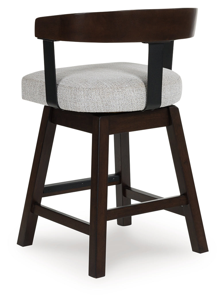 Haddigan Dark Brown Upholstered Swivel Barstool (Set of 2)- Viva Furn