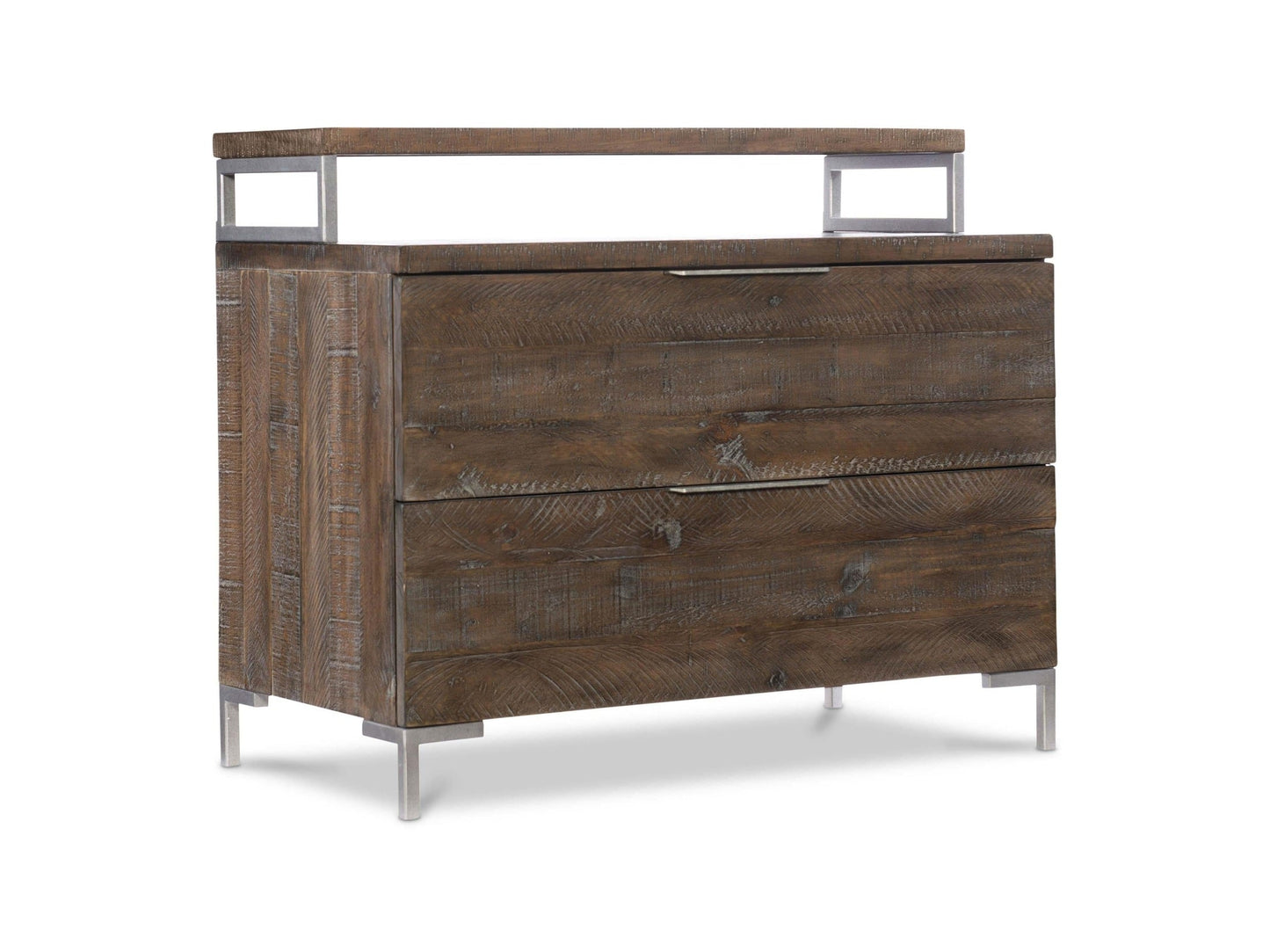 Haines Grey Mist/Sable Brown 2 Drawer with Elevated Top Nightstand - Ornate Home