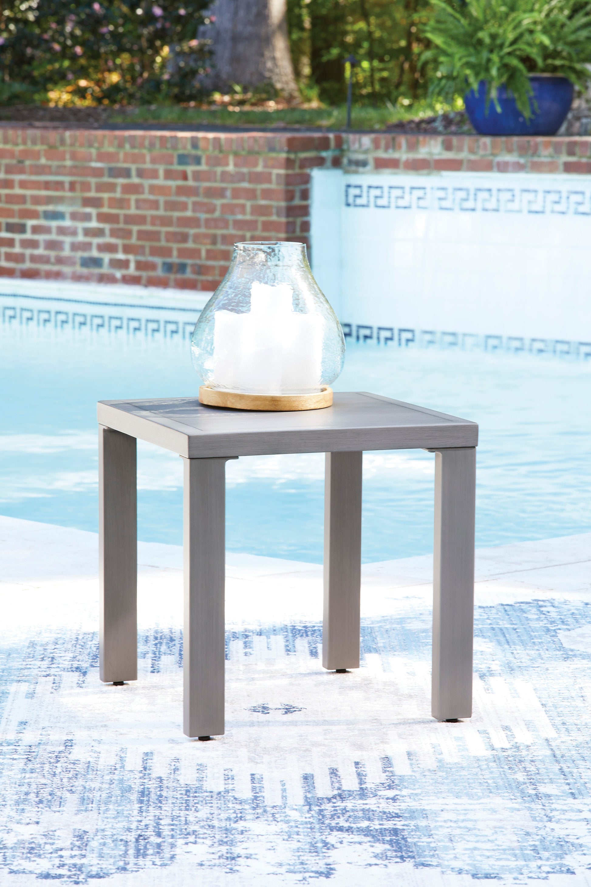 Half Moon Beach Gray Square End Table- Viva Furn
