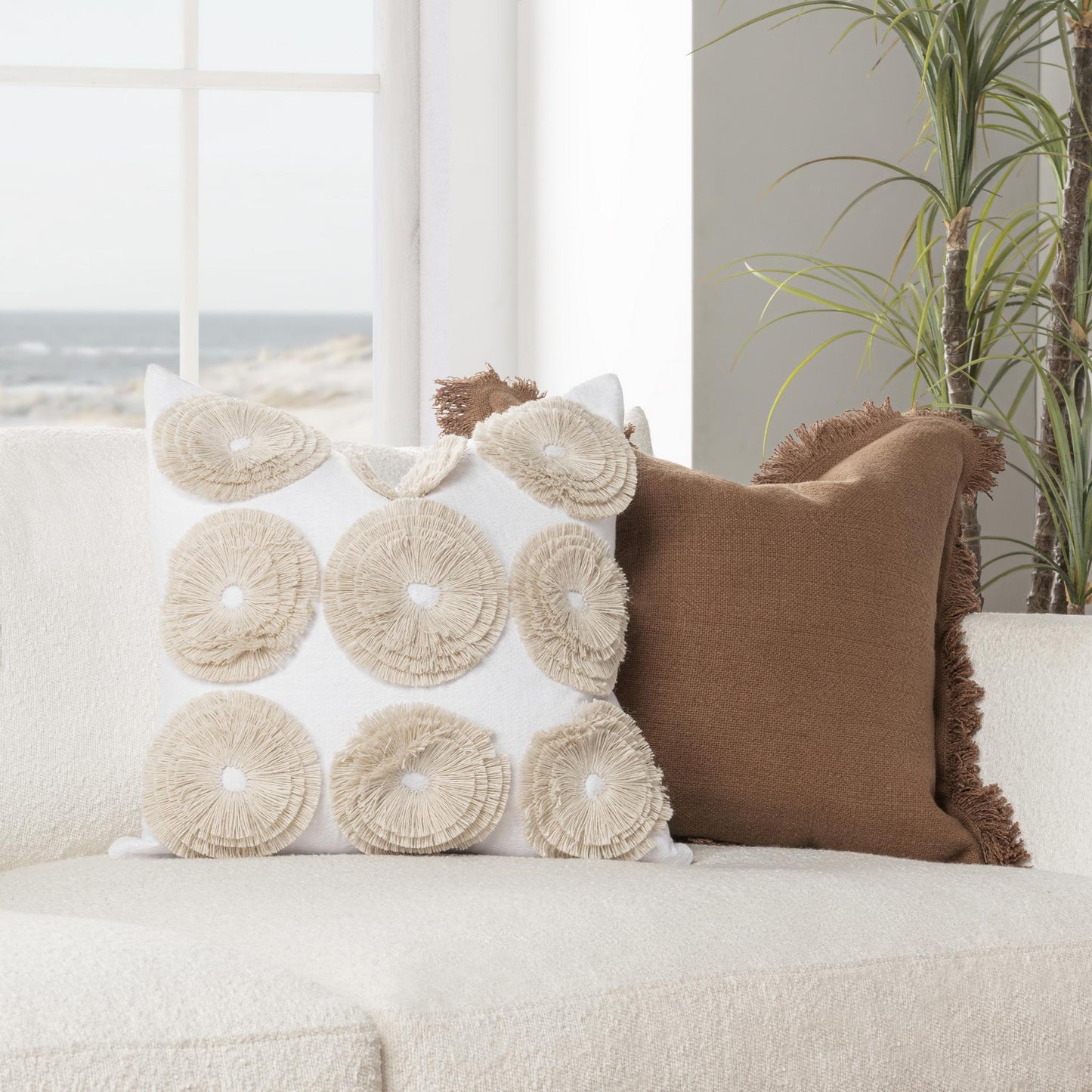 Halston Ivory 22x22 Throw Pillow (Set of 2) - Ornate Home