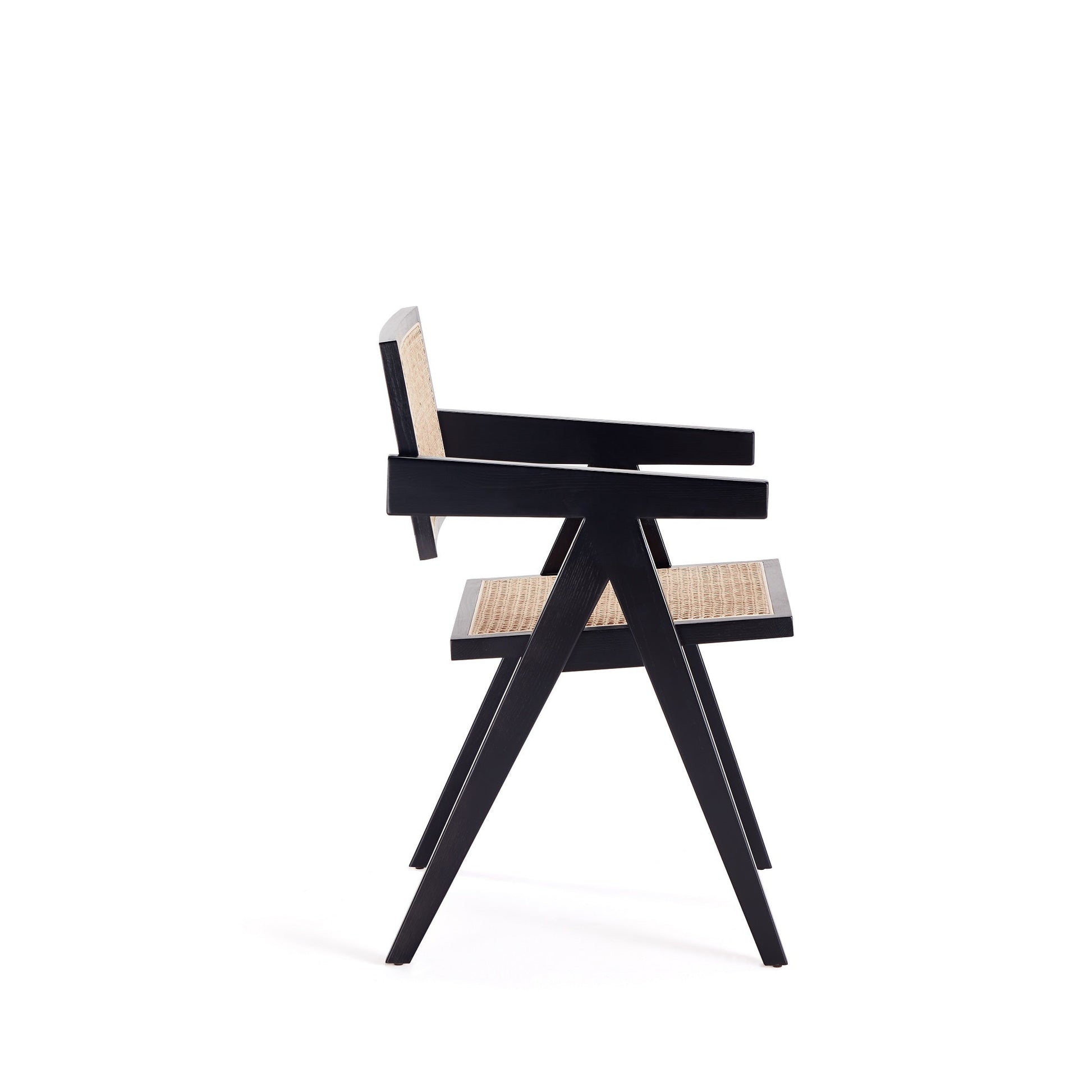 Hamlet Dining Arm Chair in Black and Natural Cane (set of 2) - Ornate Home