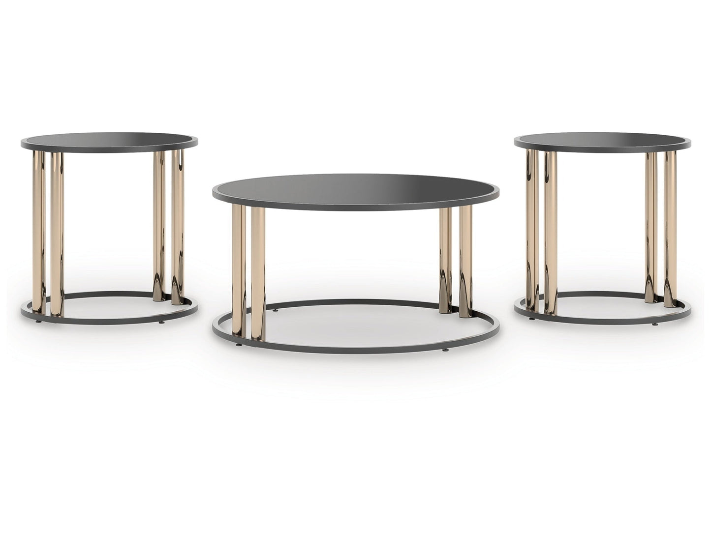 Hannerly Black/Gold Occasional Table Set (Set of 3)- Viva Furn