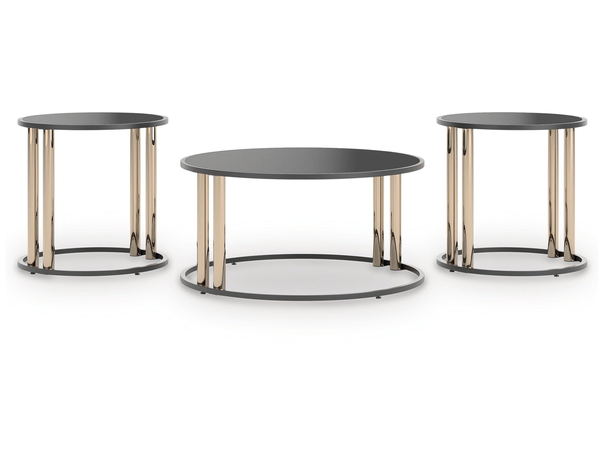 Hannerly Black/Gold Occasional Table Set (Set of 3)- Viva Furn