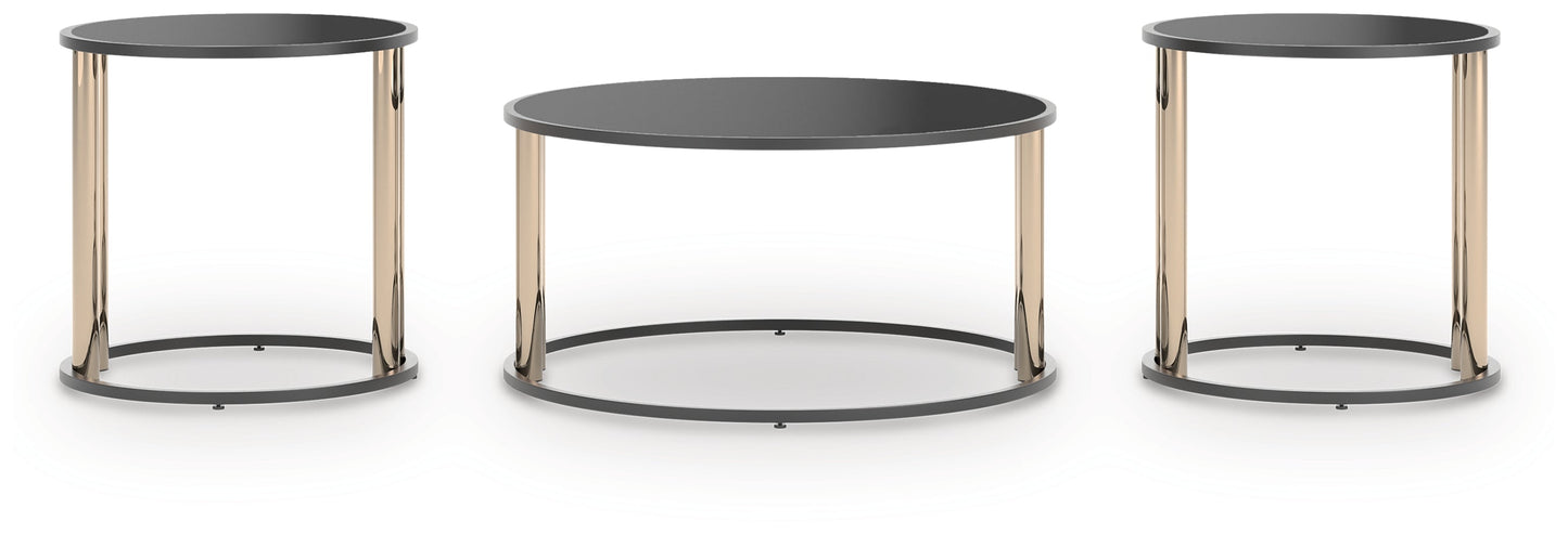 Hannerly Black/Gold Occasional Table Set (Set of 3)- Viva Furn