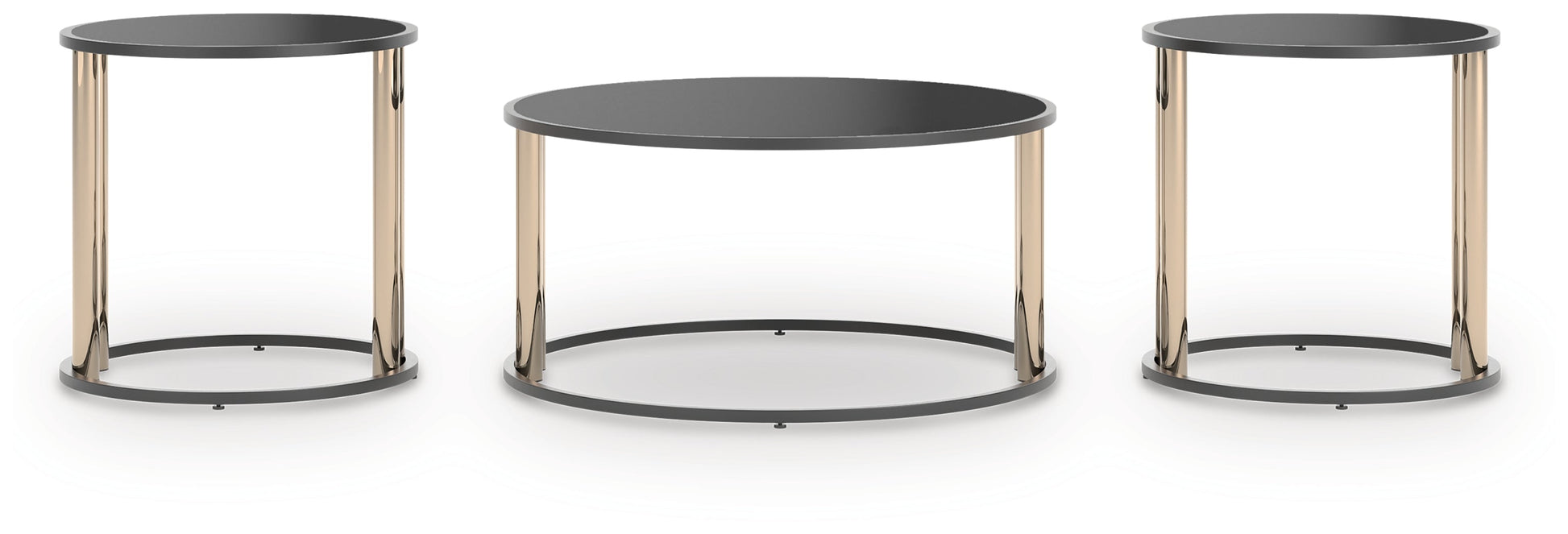 Hannerly Black/Gold Occasional Table Set (Set of 3)- Viva Furn