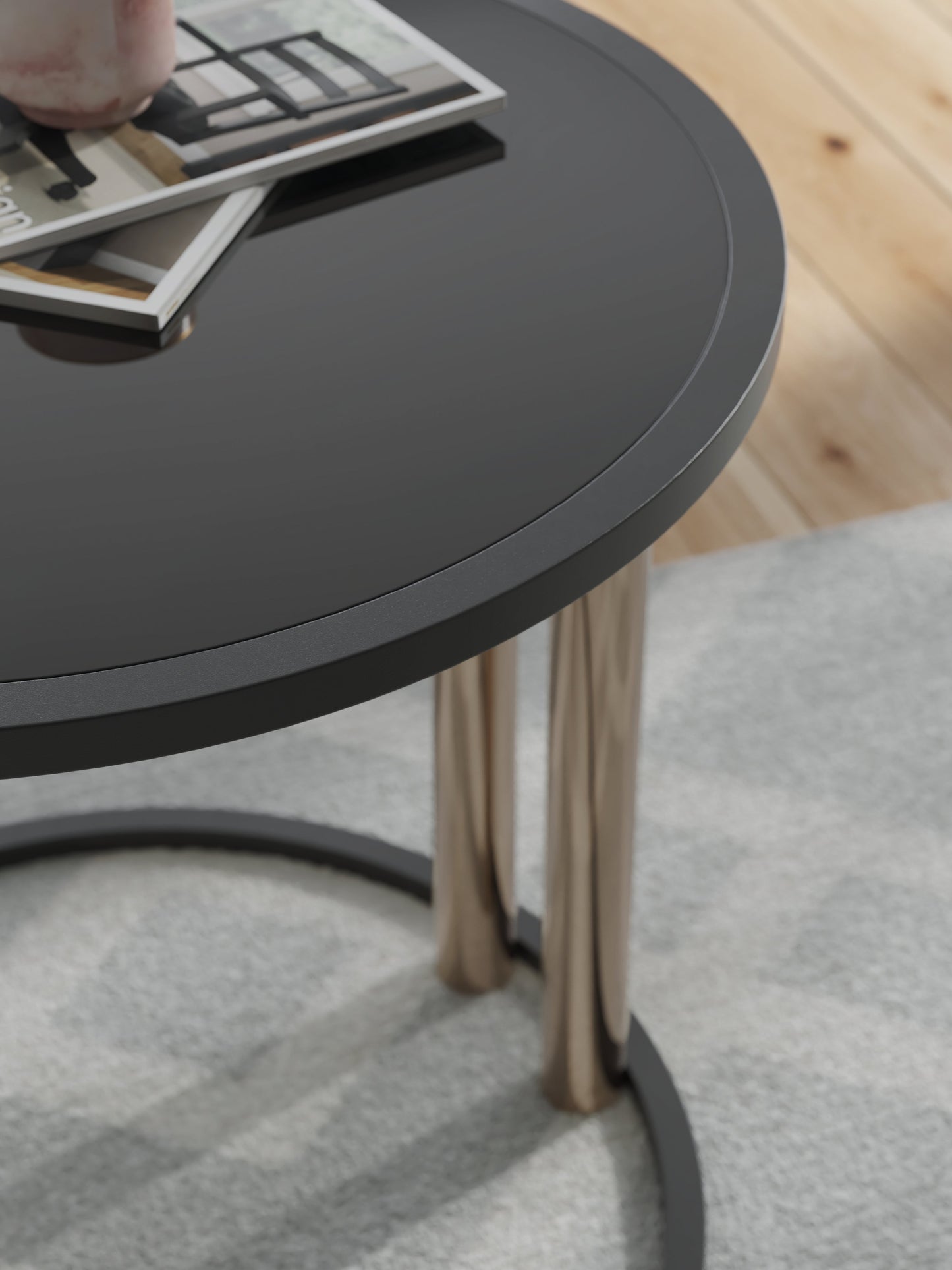 Hannerly Black/Gold Occasional Table Set (Set of 3)- Viva Furn
