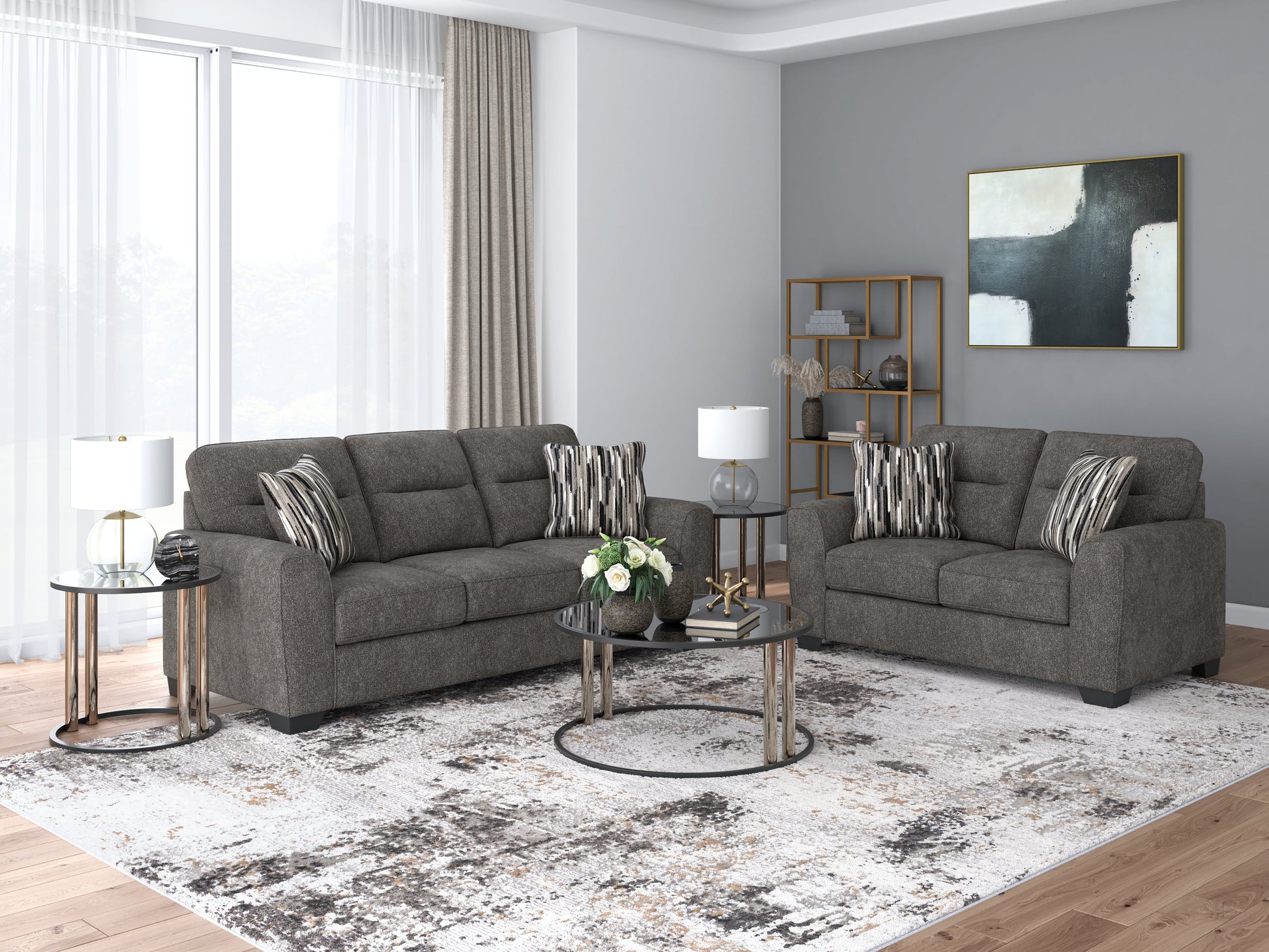 Hannerly Black/Gold Occasional Table Set (Set of 3)- Viva Furn