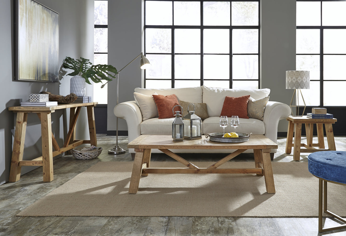 Harby Reclaimed Wood Console Table in Rustic Tawny - Ornate Home