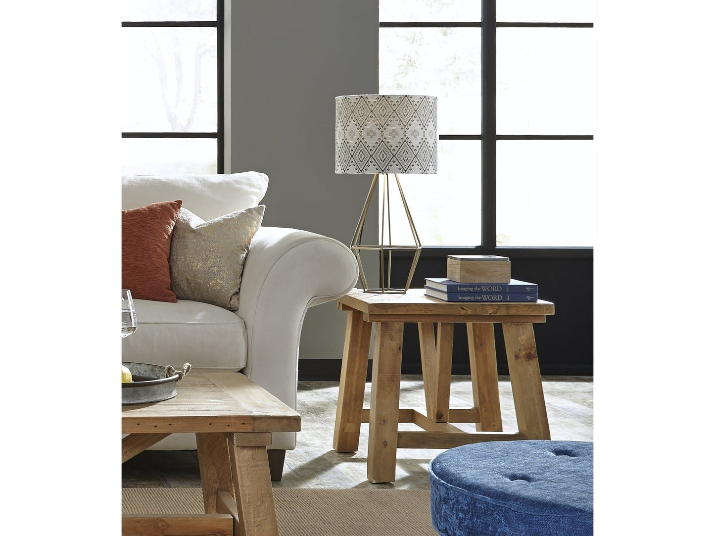 Harby Reclaimed Wood Square Side Table in Rustic Tawny - Ornate Home