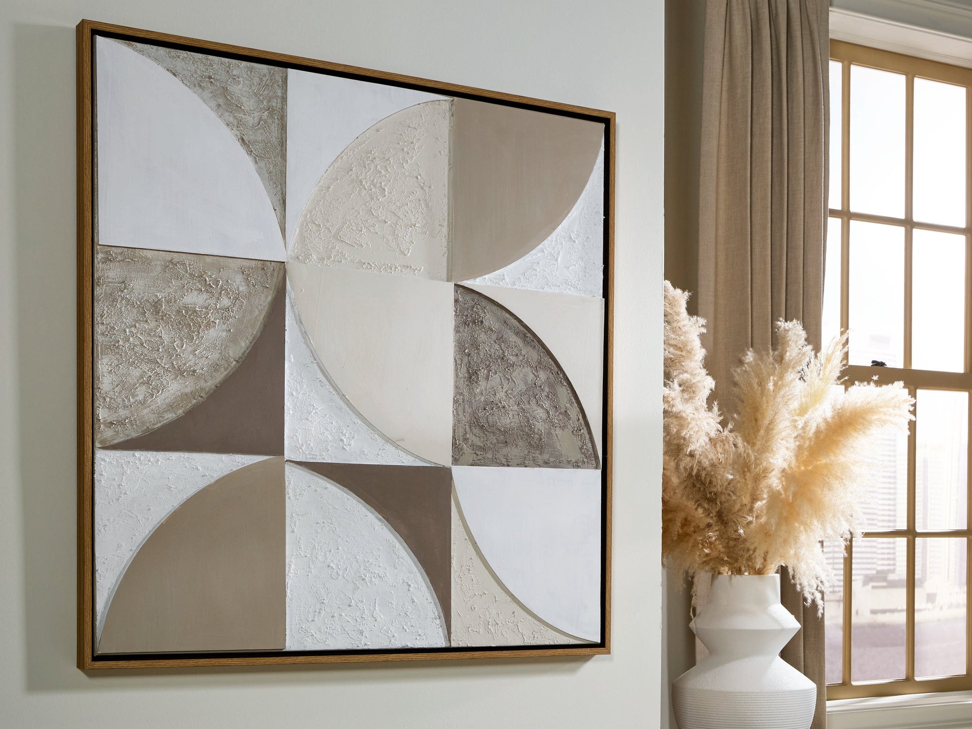 Harelman Tan/Taupe/White Wall Art- Viva Furn