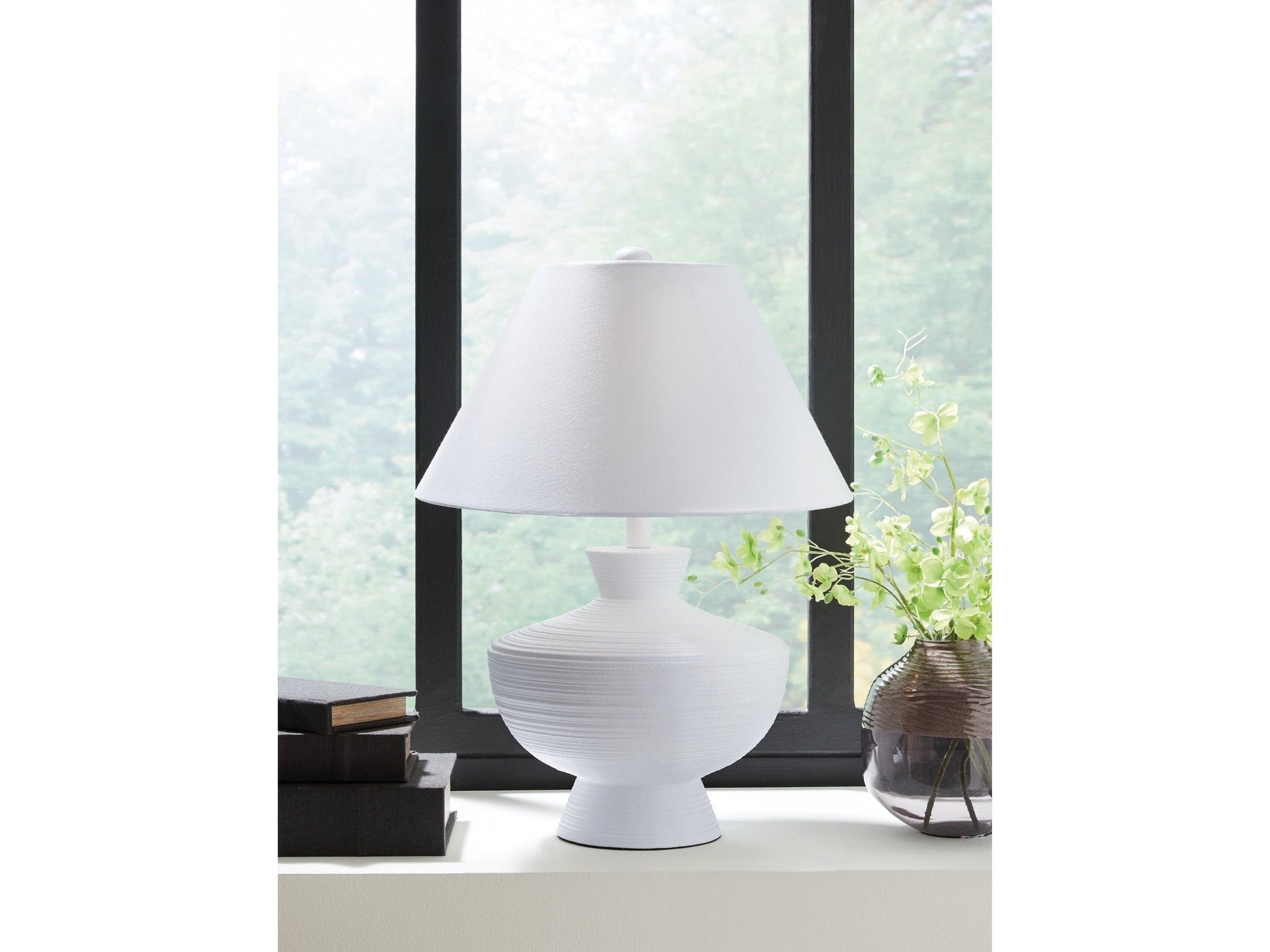 Harelwood White Poly Table Lamp- Viva Furn