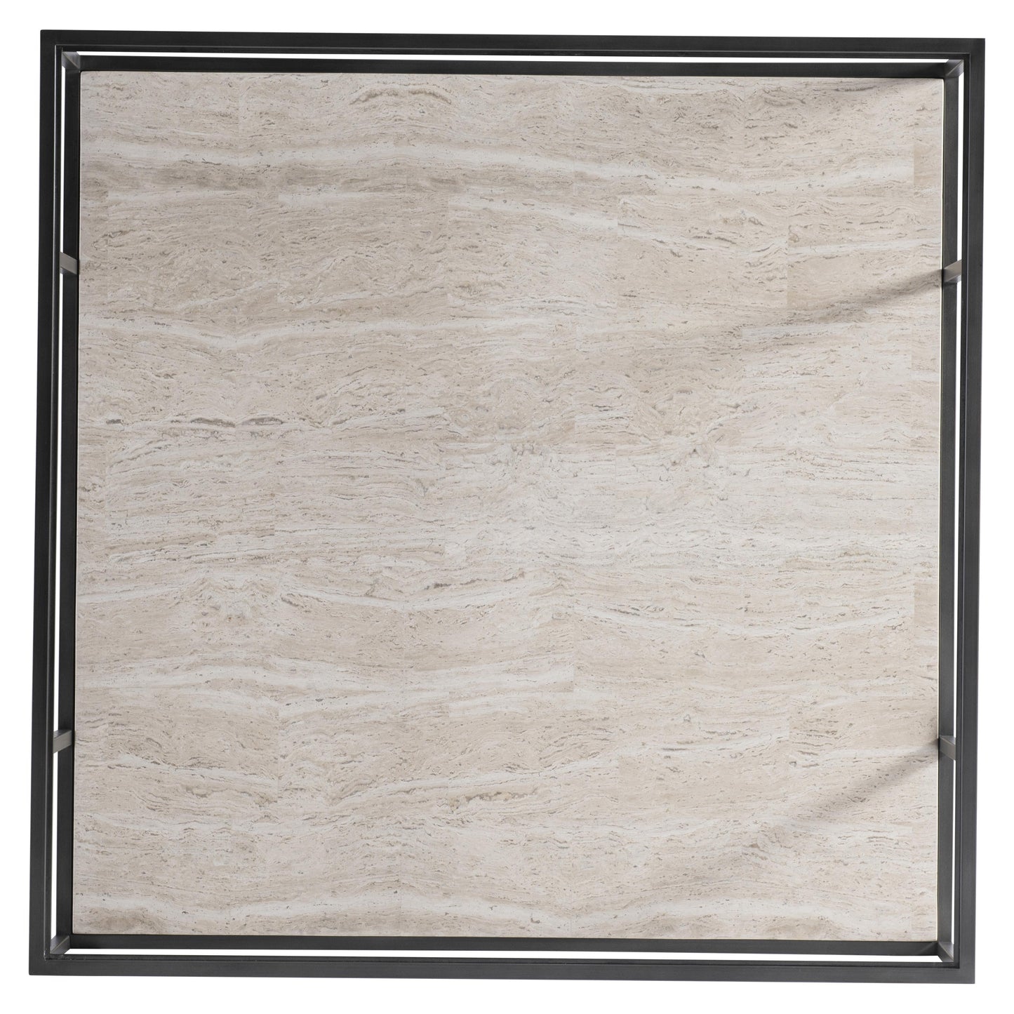 Harlow Glass/White Travertine/Oil-Rubbed Bronze Cocktail Table - Ornate Home