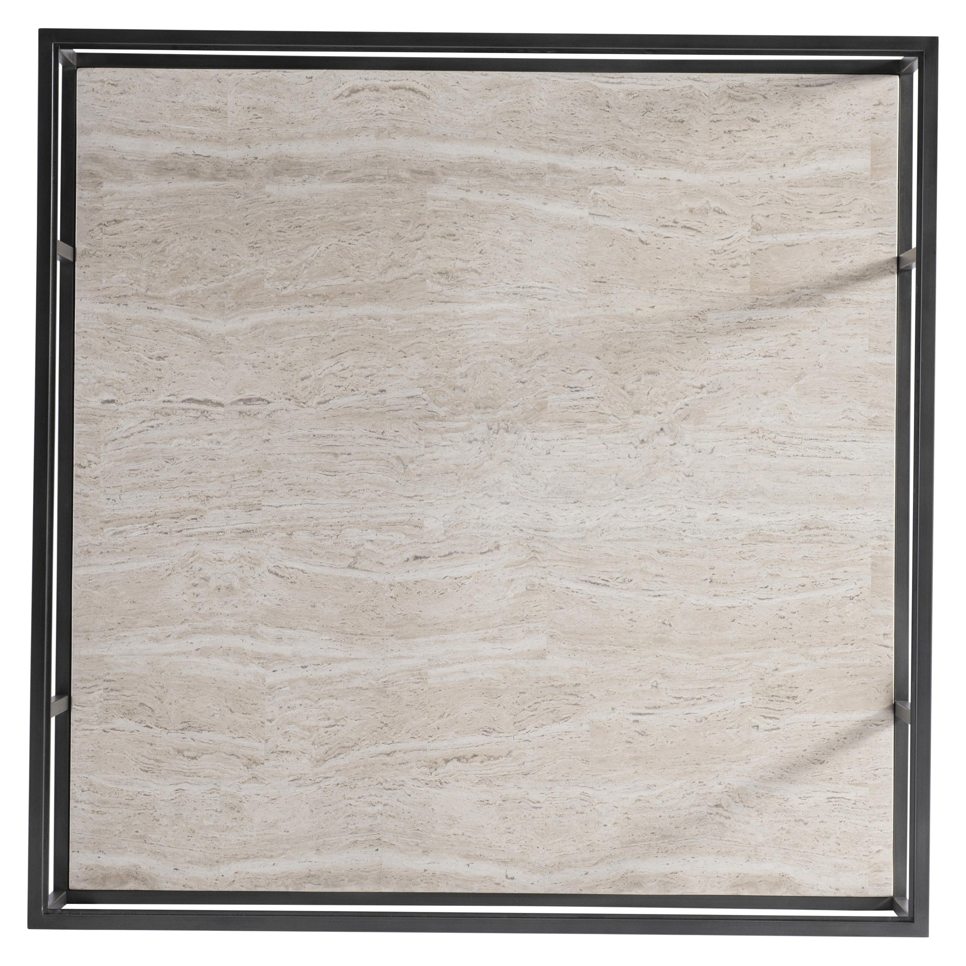 Harlow Glass/White Travertine/Oil-Rubbed Bronze Cocktail Table - Ornate Home