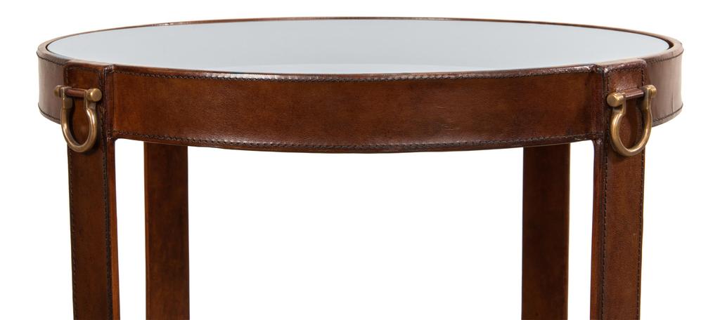 Harness Brown Leather Table - Ornate Home