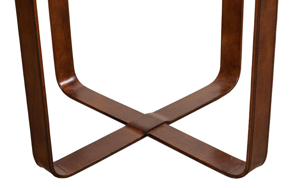 Harness Brown Leather Table - Ornate Home