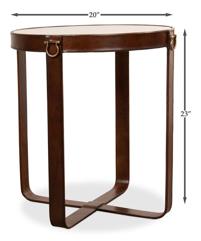 Harness Brown Leather Table - Ornate Home