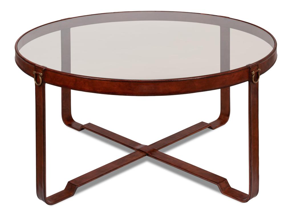 Harness Brown Round Coffee Table - Ornate Home